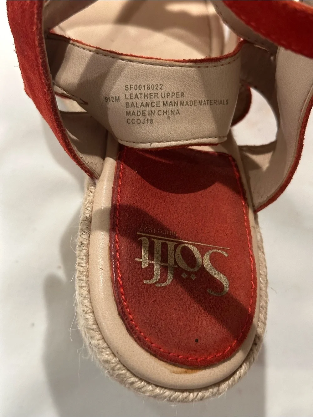 Söfft Women’s Coral Color Suede Espadrille Wedge Sandals Ankle Strap Size 9.5M